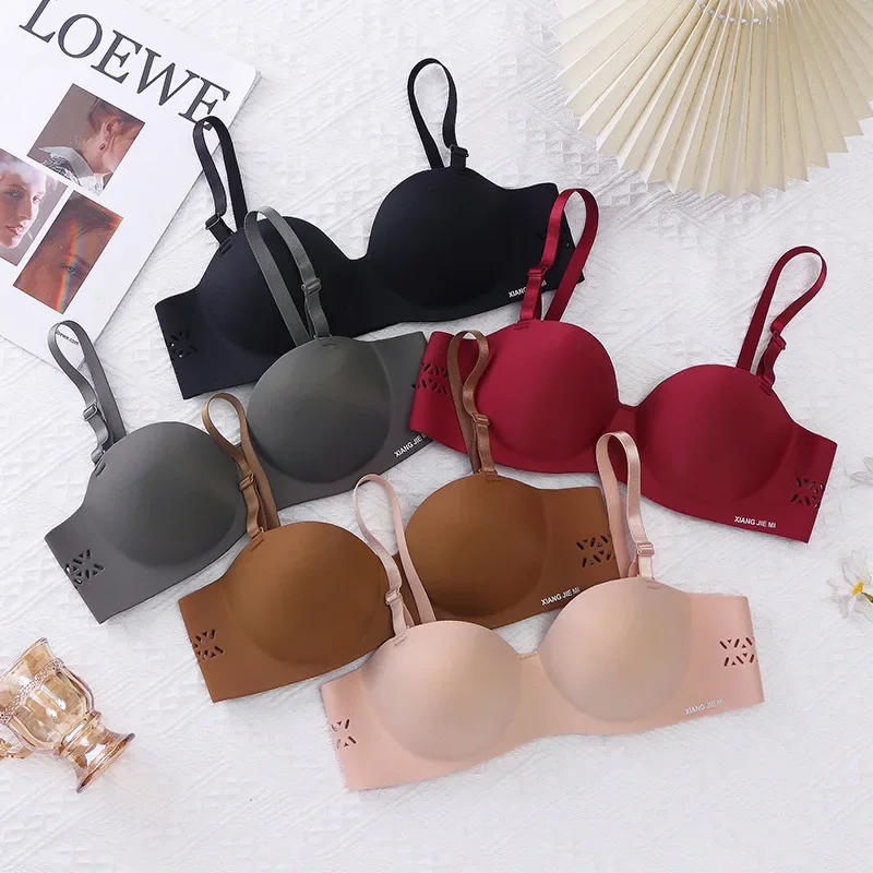 One-piece Non-scar No Steel Ring Comfortable Bra Small Chest Closed Hollow Underwear Woman Bra Bras Sexy Bra